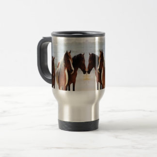 Caneca Térmica Viagem dos cavalos da praia/caneca da viagem ao