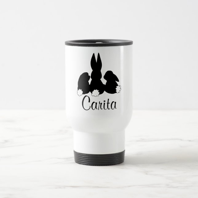 Caneca Térmica Viagem/Viagem ao trabalho de coelho personalizado  (Centro)
