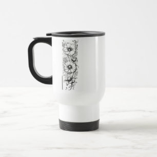 Caneca Térmica Viagem/Viagem ao trabalho Floral Outline Art