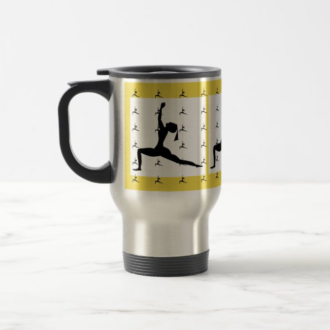 Caneca Térmica Viagem Yoga Dourada/Caneca viagem ao trabalho: Mug (Esquerda)
