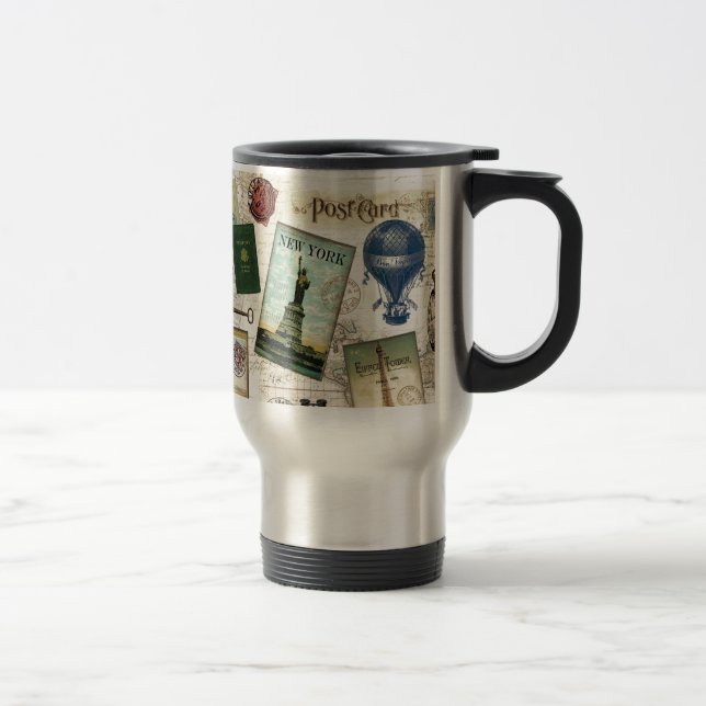 Caneca Térmica Viagens vintage moderna (Direita)