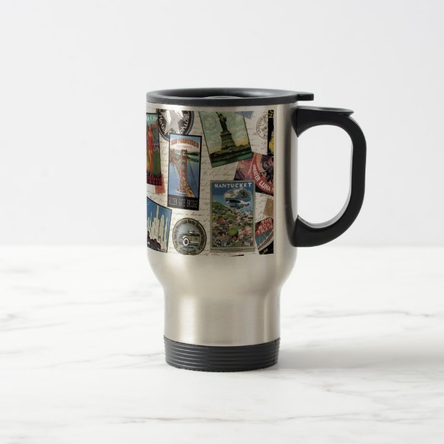 Caneca Térmica viagens vintage moderna dos EUA (Direita)