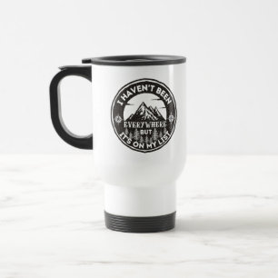 Caneca Térmica viajante divertido do mundo ainda não estive em to