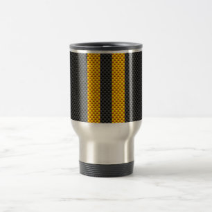 Caneca Térmica Vibrant Yellow Racing Stripes Carbon Fiber Style