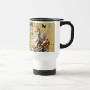 Caneca Térmica Vintage Alice na colagem do país das maravilhas