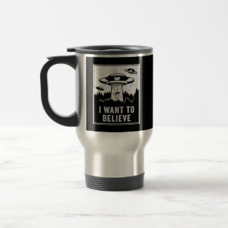 Caneca Térmica Vintage Alienígena UFO Hunter I want To Acredite N