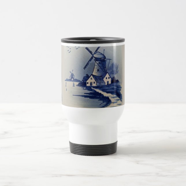 Caneca Térmica Vintage Blue White Delft Windmill (Centro)