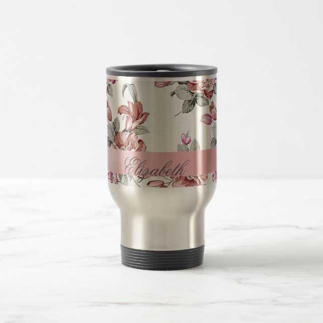 Caneca Térmica Vintage Chic Girly Flowers Personalizado (Centro)