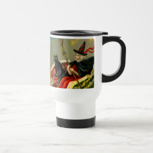 Caneca Térmica Vintage Halloween Black Cat and Witness