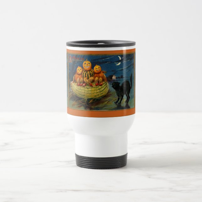 Caneca Térmica Vintage Halloween Pumpkins Black Cat (Centro)