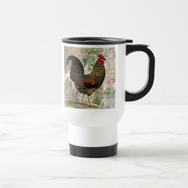 Caneca Térmica Vintage Rooster French Collage Pet Fazenda (Direita)