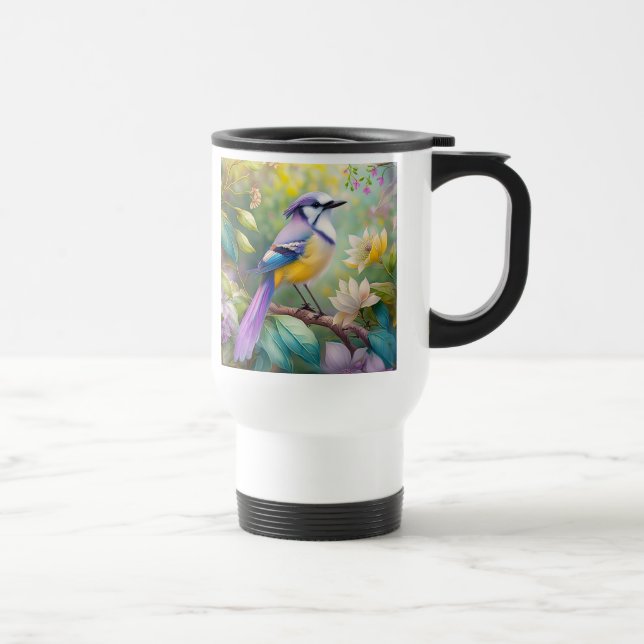 Caneca Térmica Violet Tufted Jay Fantasy Bird (Direita)