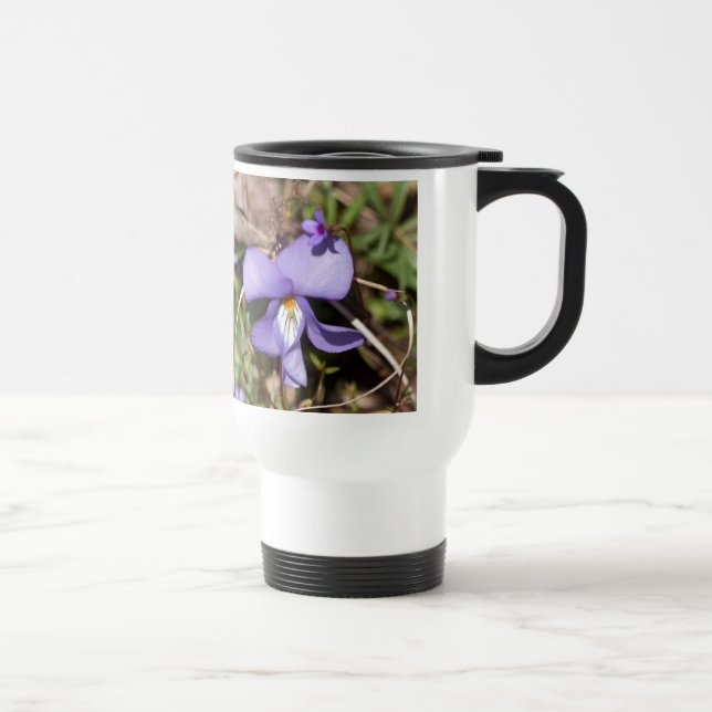 Caneca Térmica Violeta de Pássaros com Bluets (Direita)