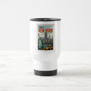 Caneca Térmica Visite Nova York Viagem Vintage
