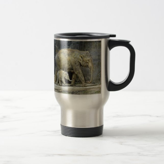 Caneca Térmica Vitela & mamã do bebê do elefante (Direita)