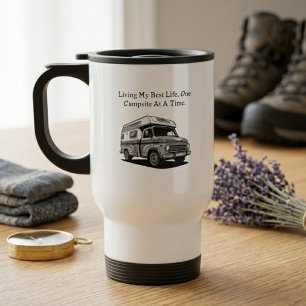 Caneca Térmica Vivendo a Minha Melhor Vida em um Acampamento de C