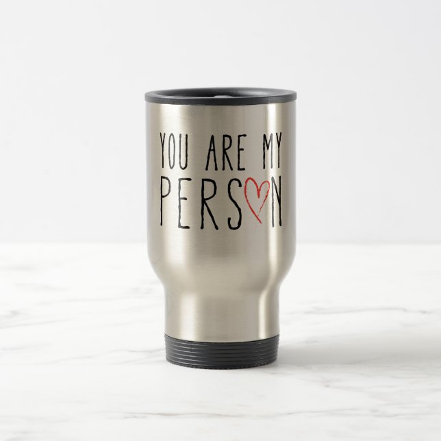 Caneca Térmica Você é minha pessoa, design de texto com coração (Centro)