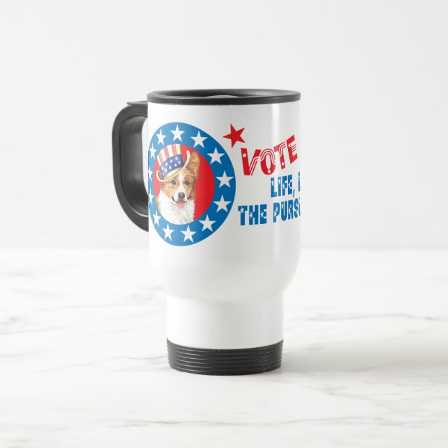 Caneca Térmica Votação em Pembroke Welsh Corgi (Frente Esquerda)