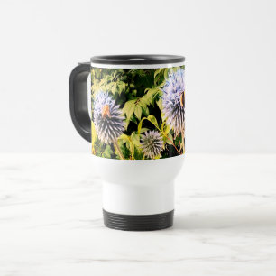 Caneca Térmica Wasp e abelha , em flores azuis