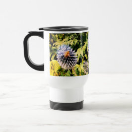 Caneca Térmica Wasp e abelha , em flores azuis