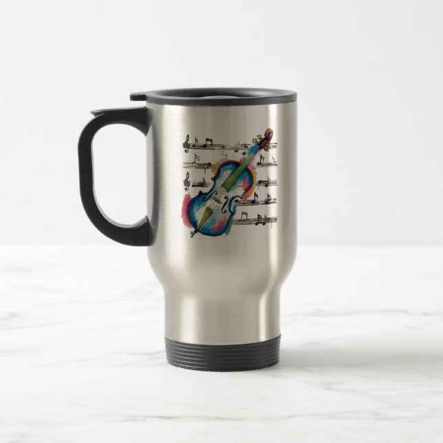 Caneca Térmica Watercolor Violin Travel Mug (Esquerda)