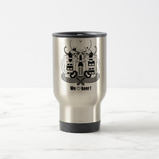 Caneca Térmica 「We love beer!」モノクロ("We love beer!" monochrome)