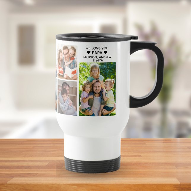 Caneca Térmica We love you dad collage of 9 photos children (Criador carregado)