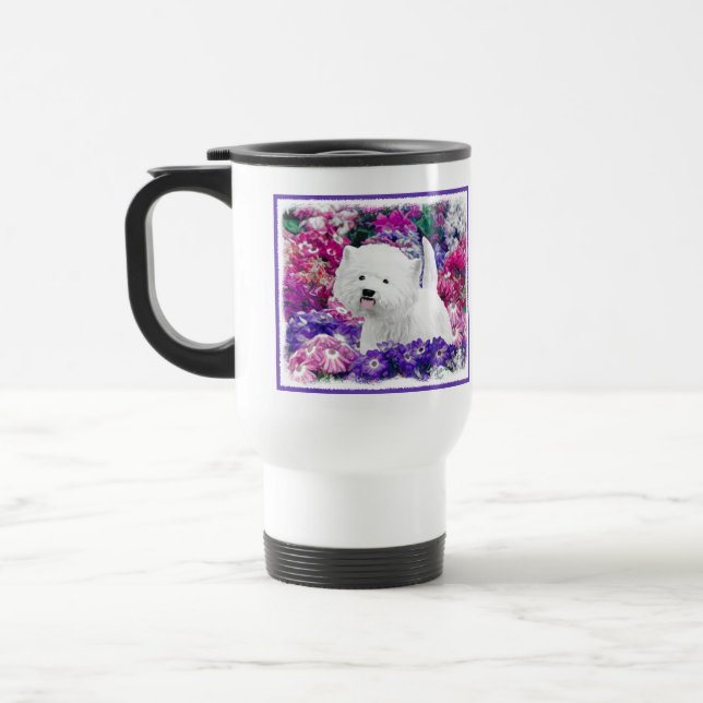 Caneca Térmica West Highland White Terrier Pintando Arte Canina (Esquerda)
