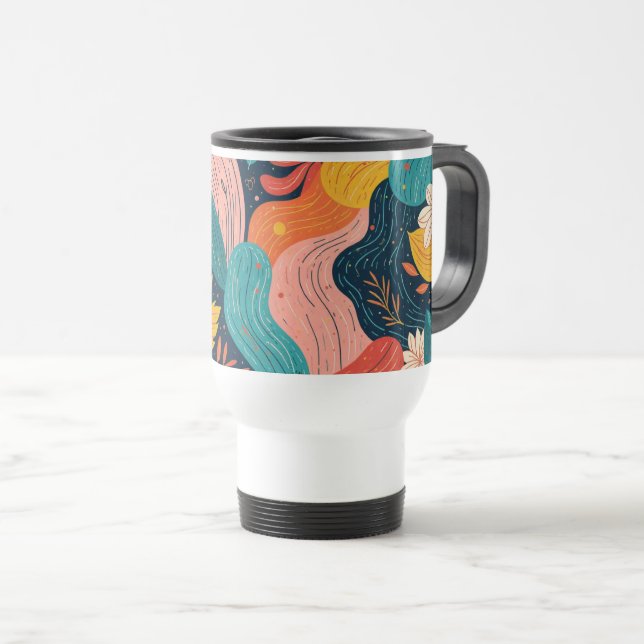Caneca Térmica Whimsical Floral Flow Mug (Frente Esquerda)