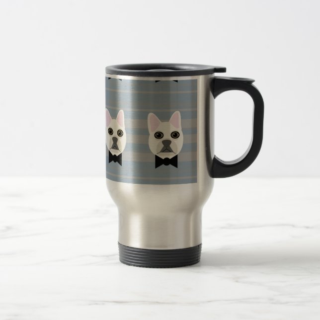 Caneca Térmica White French Bulldog, Stripes (Direita)