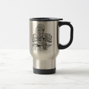 Caneca Térmica Wolf e Raven design preto e branco
