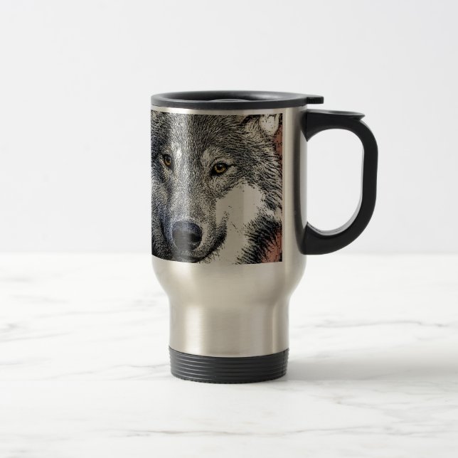 Caneca Térmica Wolf Eyes Trabalho de arte (Direita)
