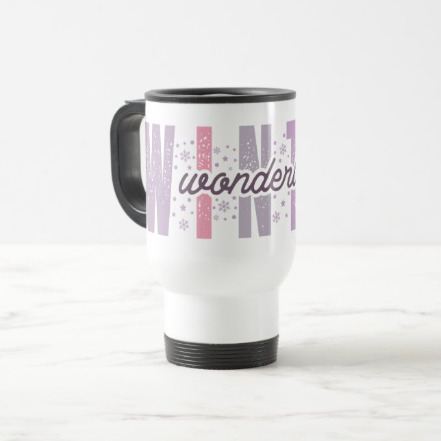 Caneca Térmica Wonderland de inverno - Tipografia Festiva (Frente Esquerda)
