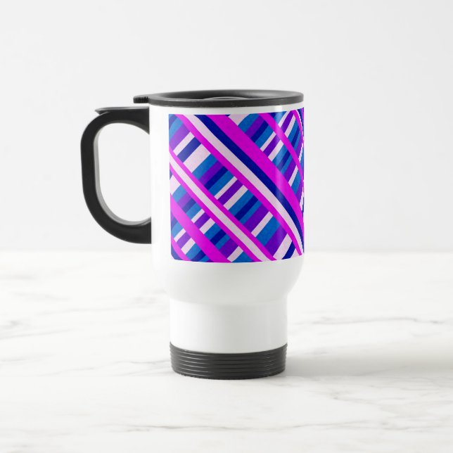 Caneca Térmica Xadrez azul roxa rosa Diagonal (Esquerda)