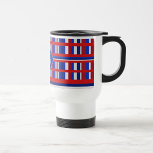 Caneca Térmica Xadrez Patriótico Vermelho Branco e Azul Monograma