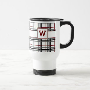Caneca Térmica Xadrez preta branca e vermelha