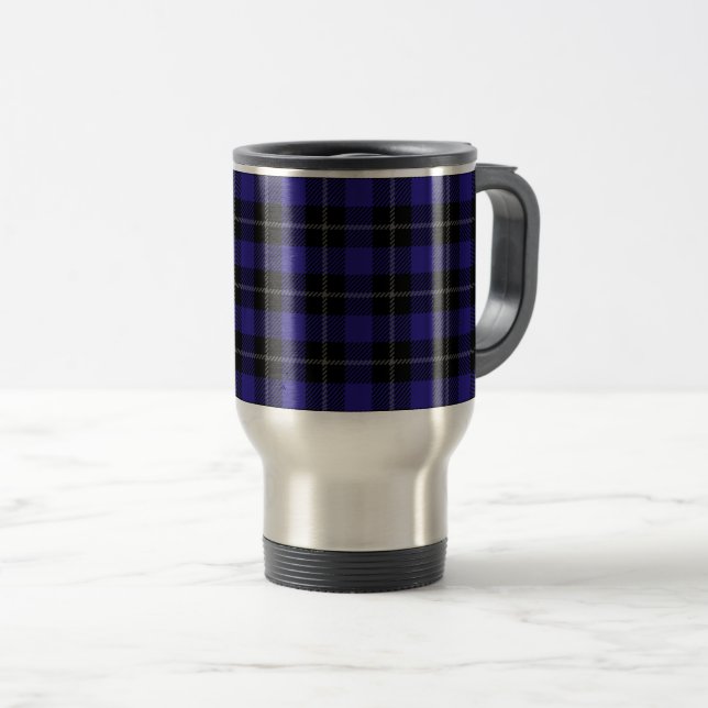 Caneca Térmica Xadrez Real Azul Preto (Frente Esquerda)