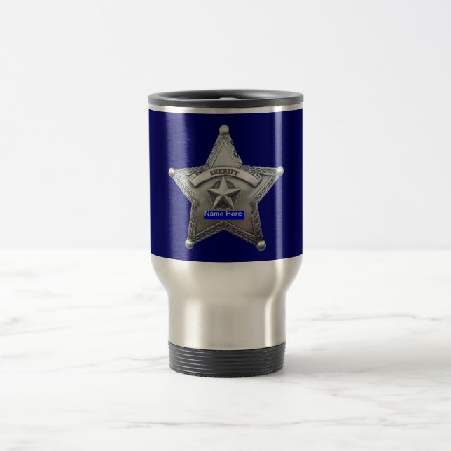 Caneca Térmica Xerife Thin Blue Line Crachá (Centro)