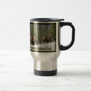 Caneca Térmica Yellowstone Grizzly Bear Mama e Cubs