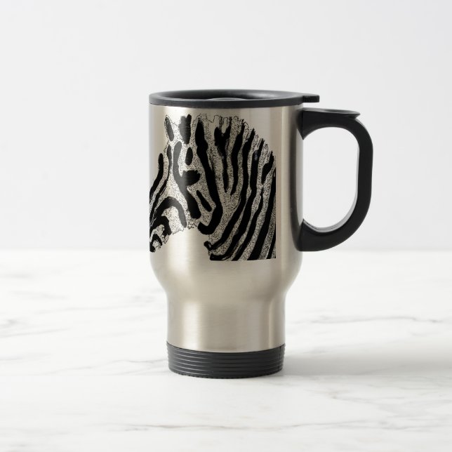 Caneca Térmica Zebra Print Monocrome Striped Animal (Direita)