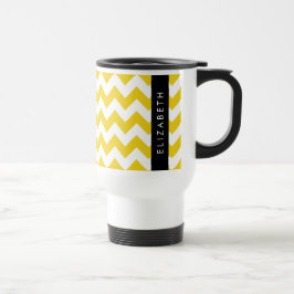 Caneca Térmica Zigzag Amarelo, Chevron Amarelo, Seu Nome