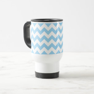 Caneca Térmica Zigzag Azul, Chevron Azul, Padrão Geométrico