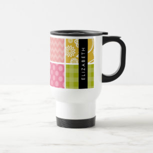 Caneca Térmica Zigzag, Chevron, Bolinhas, Gingham, Seu Nome