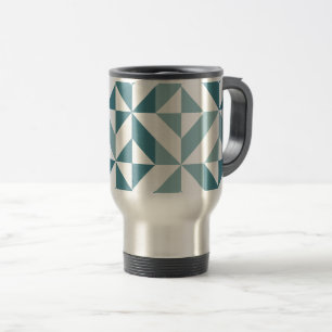 Caneca Térmica ZigZag Geométrico com Duas Pontas Verde Teal