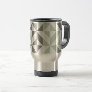 Caneca Térmica ZigZag Geométrico de Sage Green e Silver