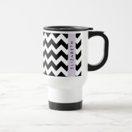 Caneca Térmica Zigzag preto-e-branco, padrão Chevron, seu nome