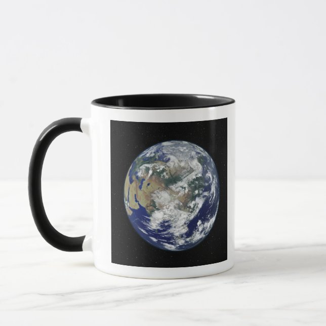 Caneca Terra totalmente iluminada centrada na Ásia (Esquerda)