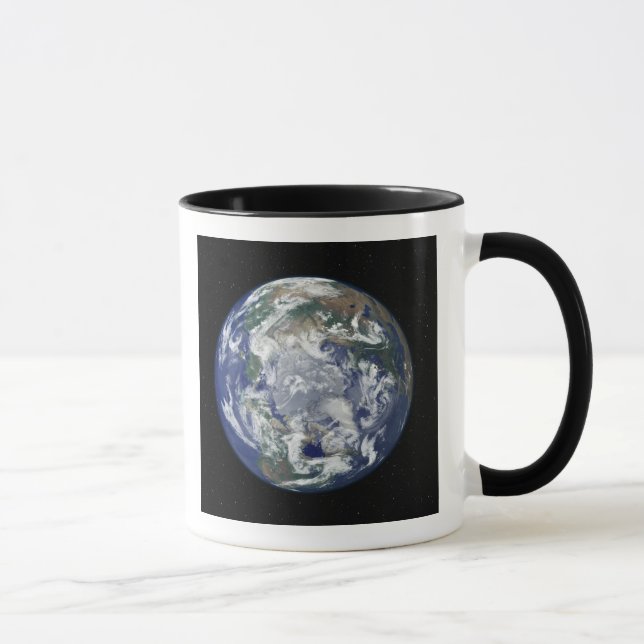 Caneca Terra totalmente iluminada centrada no Polo Norte (Direita)