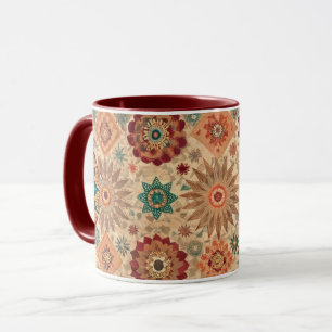 Caneca Terracota Mandala Étnico Ornamental Gráfico Boho
