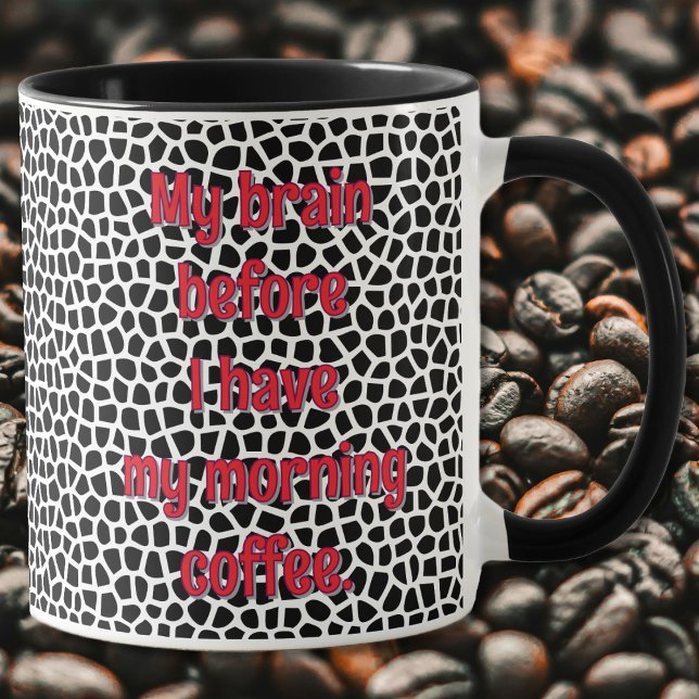 Caneca Terrazzo-Black-Funny Mug para Viciado em Café (Funny Mug for Coffee Addict - Black Terrazzo - by Leapfroglisics shop)
